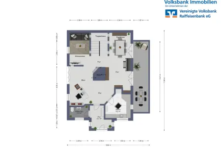 Erdgeschoss der Immobilie: Stilvolle Doppelhaushälfte mit traumhaftem Ausblick und Photovoltaikanlage! (Grundriss)