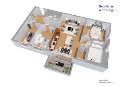 mit großzügigem Entspannungsbalkon der Immobilie: kfw 40 - Neubau-Highlight in Main-Nähe  (Wohnung 11) (Grundriss)