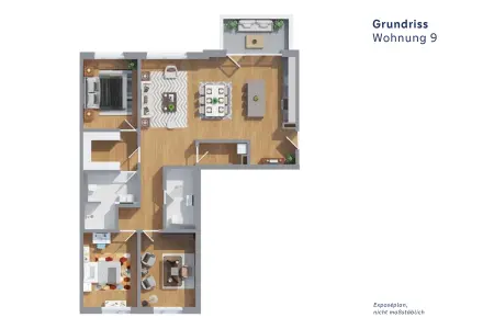 mit großzügigem Südwestbalkon der Immobilie: kfw 40 - Neubau-Highlight in Main-Nähe  (Wohnung 9) (Grundriss)