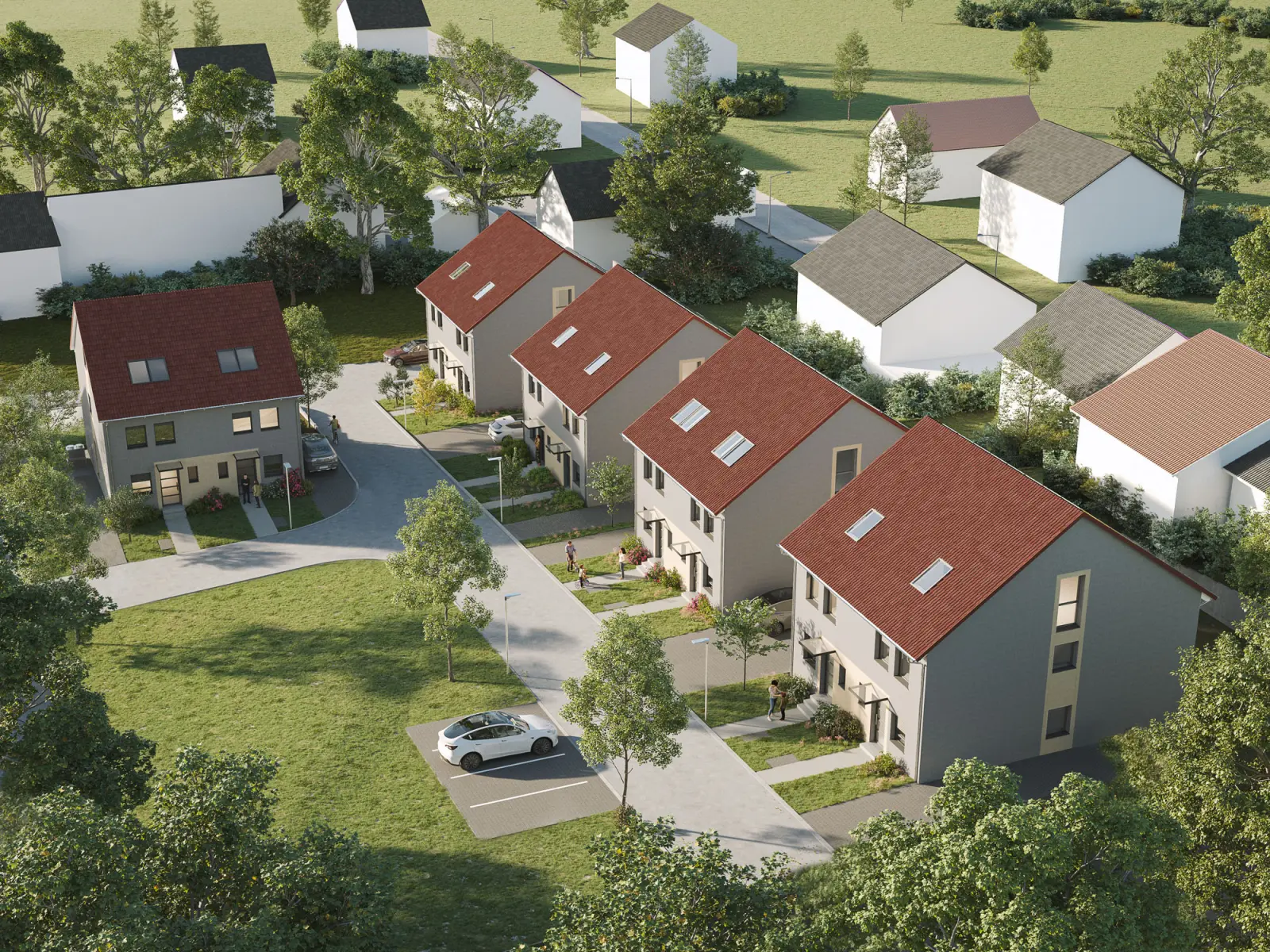 Luftaufnahme von dem Bauträgerprojekt in Modaublick