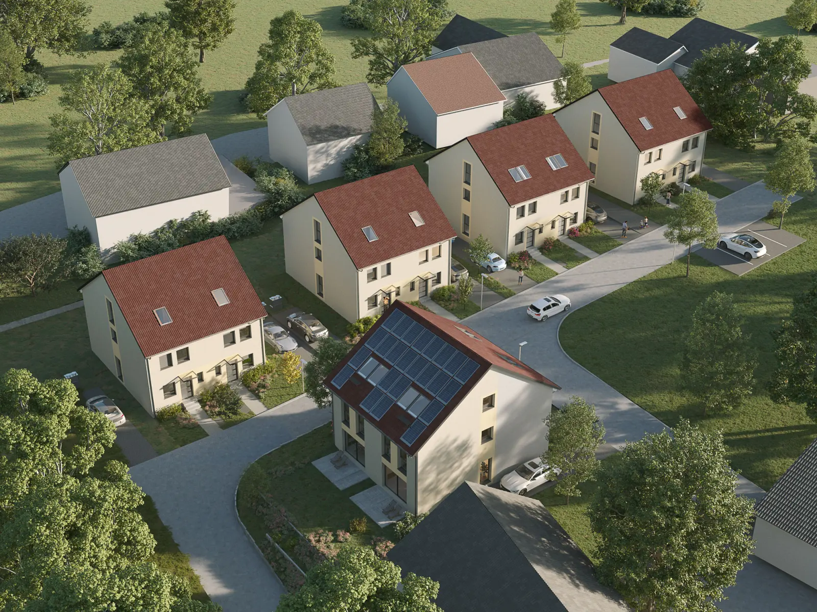 Luftbild von dem Bauträgerprojekt in Modaublick