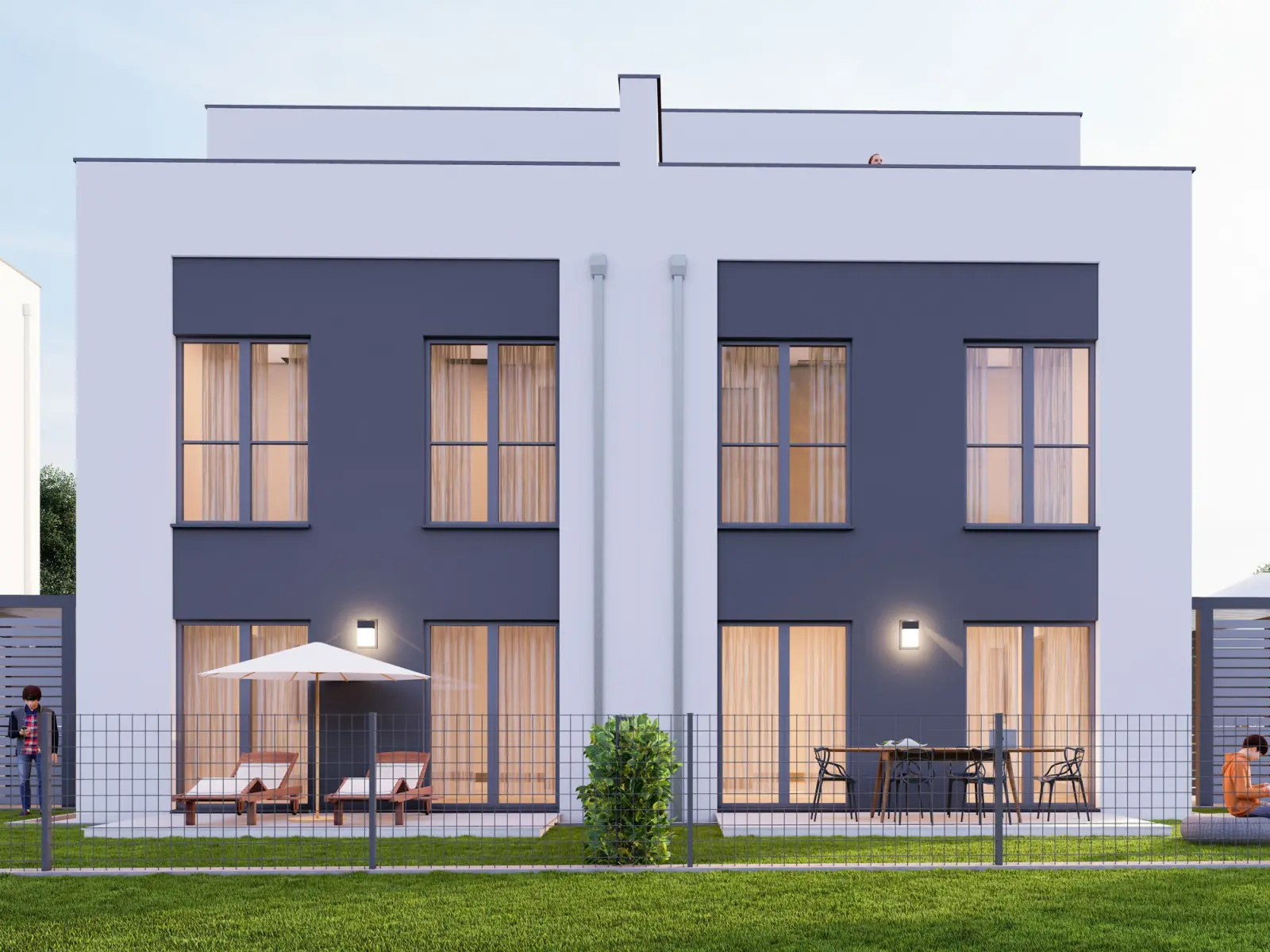Bauträgerprojekt Quattro mit Blick in den Garten
